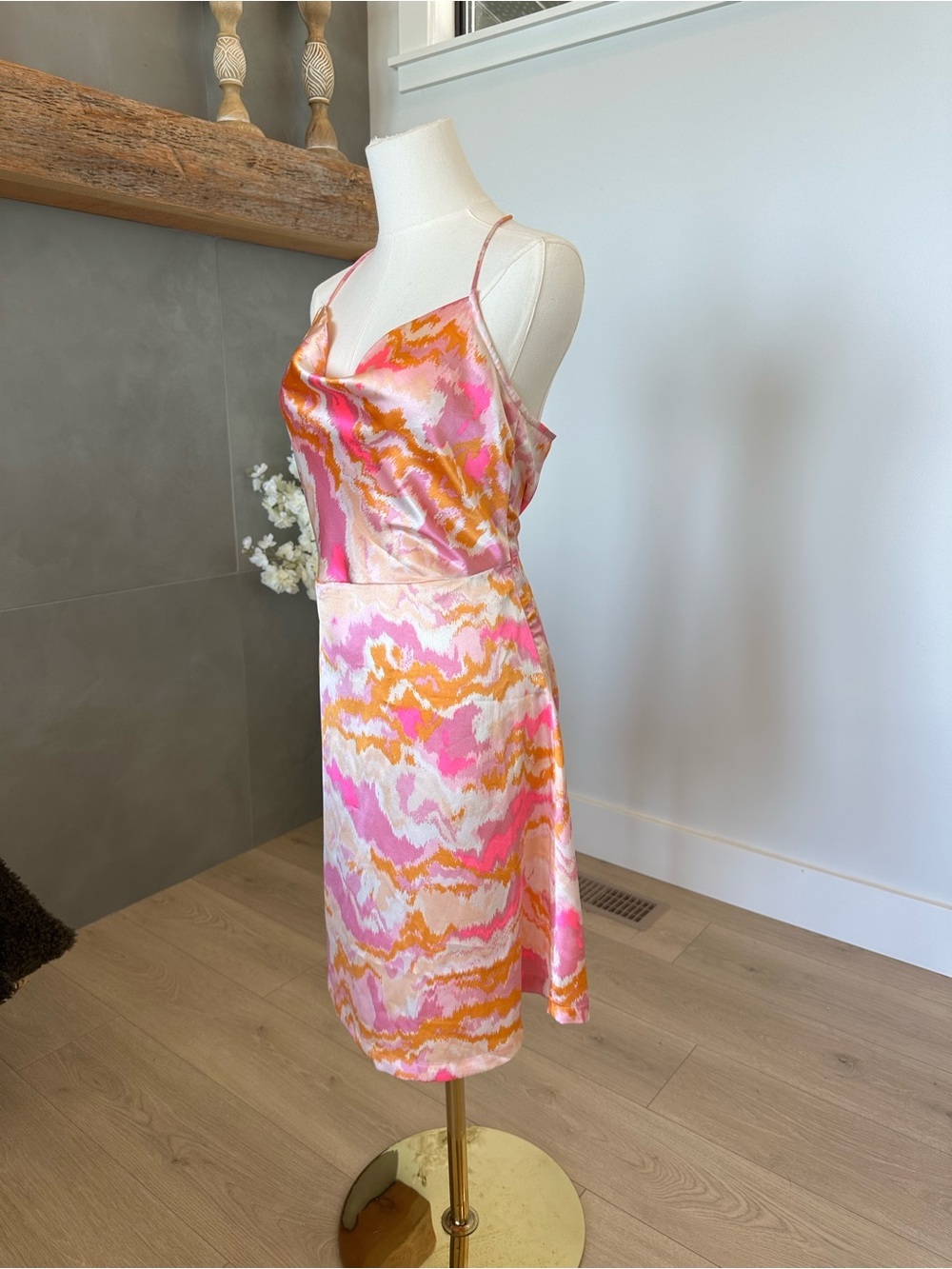Satin Slip Pink and Orange Dress - Picture 4 of 6